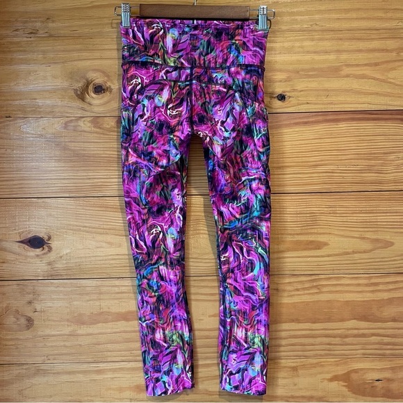 Lululemon Fast & Free High Rise Crop 22" Leggings Hyper Flow Pink Multi 4 W6BE1S - Picture 3 of 11